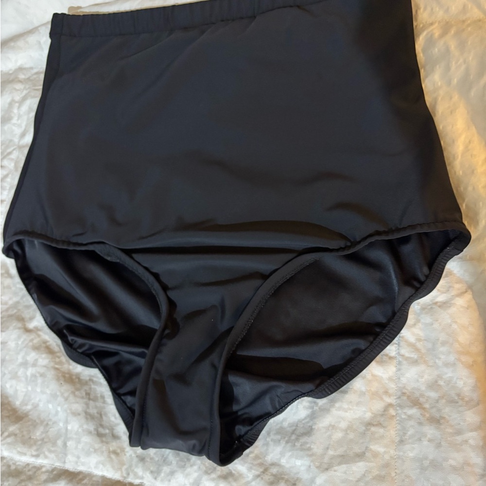 Swim Solutions Black High Waisted Swim Bottoms - Size 16